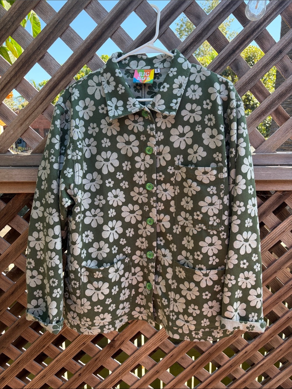Big Bud Press Olive Green Floral Button Jacket